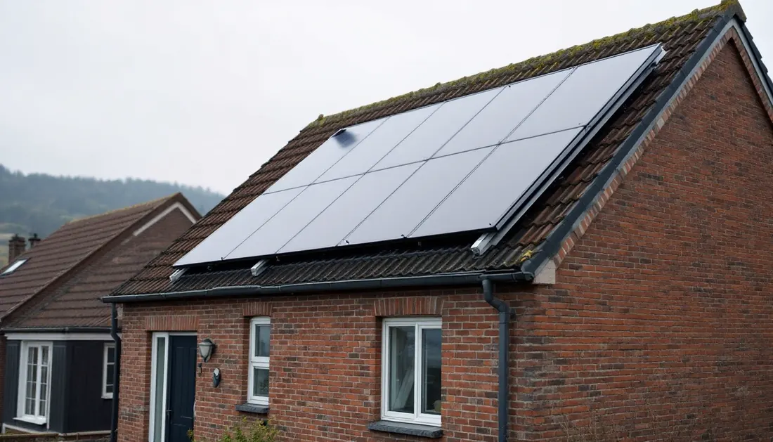 Panneaux solaires sur une toiture à Liège